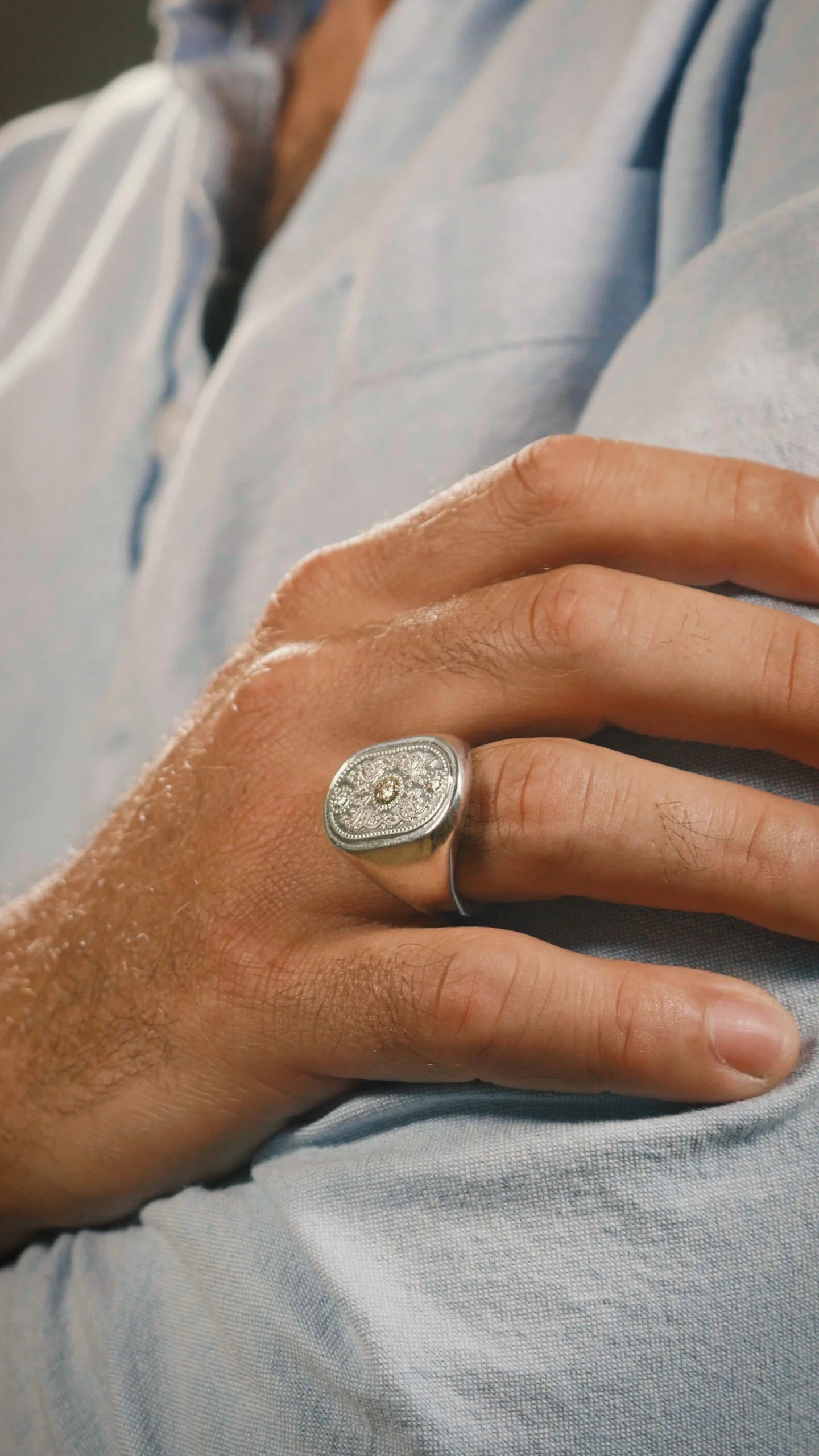 Men's Sterling Silver and Irish Gold Signet Ring