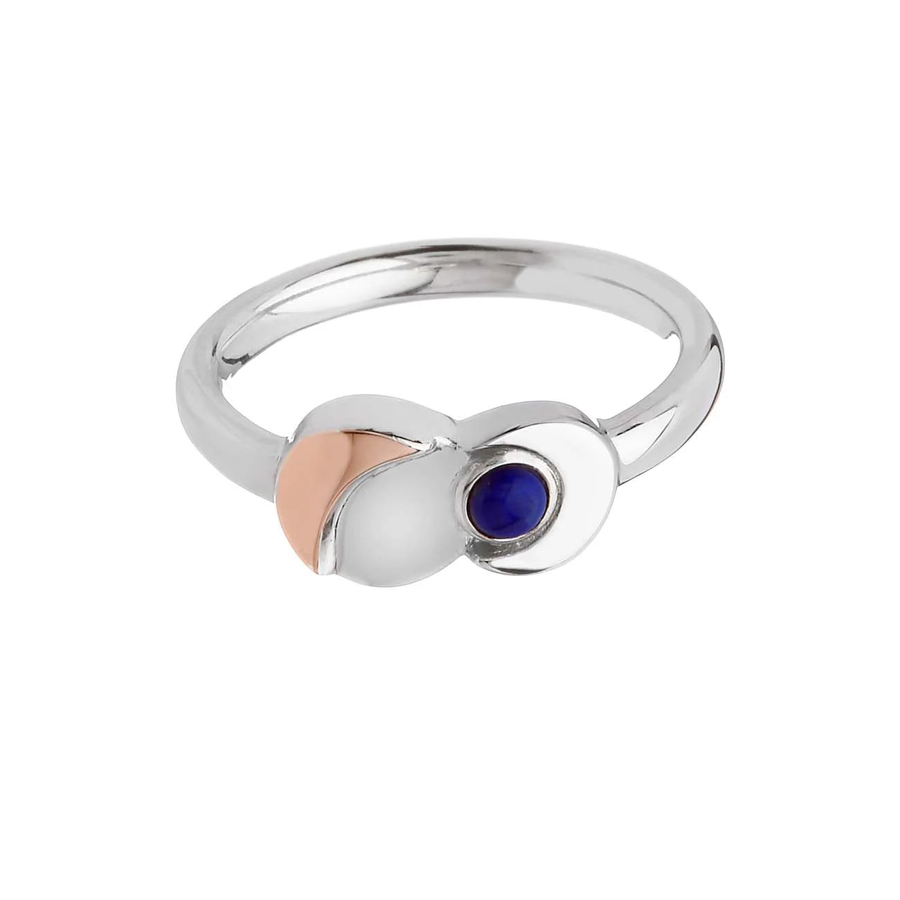 Sterling Silver and Irish Gold & Lapis Danu Moon Ring