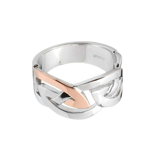Men's Sterling Silver and Irish Rose Gold Celtic Ring