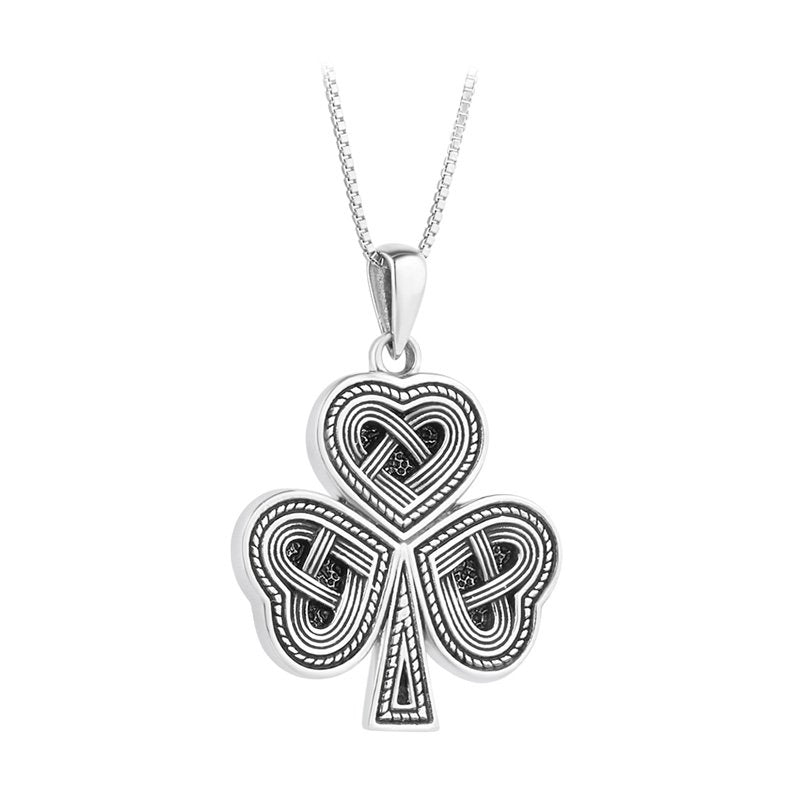 Sterling Silver Oxidised Celtic Shamrock Necklace