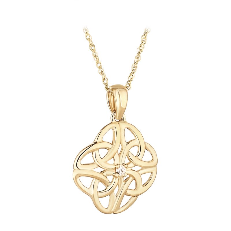 10ct Gold Cubic Zirconia Celtic Knot Pendant