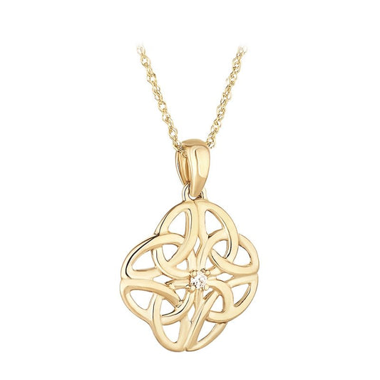 10ct Gold Cubic Zirconia Celtic Knot Pendant