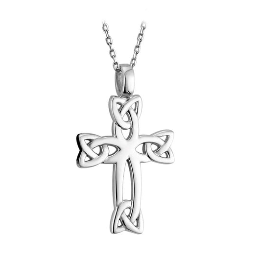 14ct White Gold Celtic Trinity Knot Cross Pendant