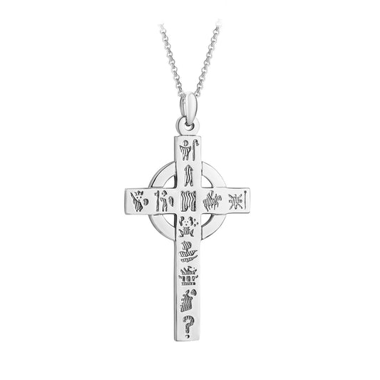 Large Sterling Silver History Of Ireland Cross 
