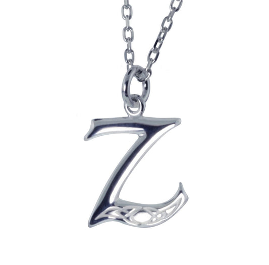 Sterling Silver Initial Z Book Of Kells Inspired Pendant