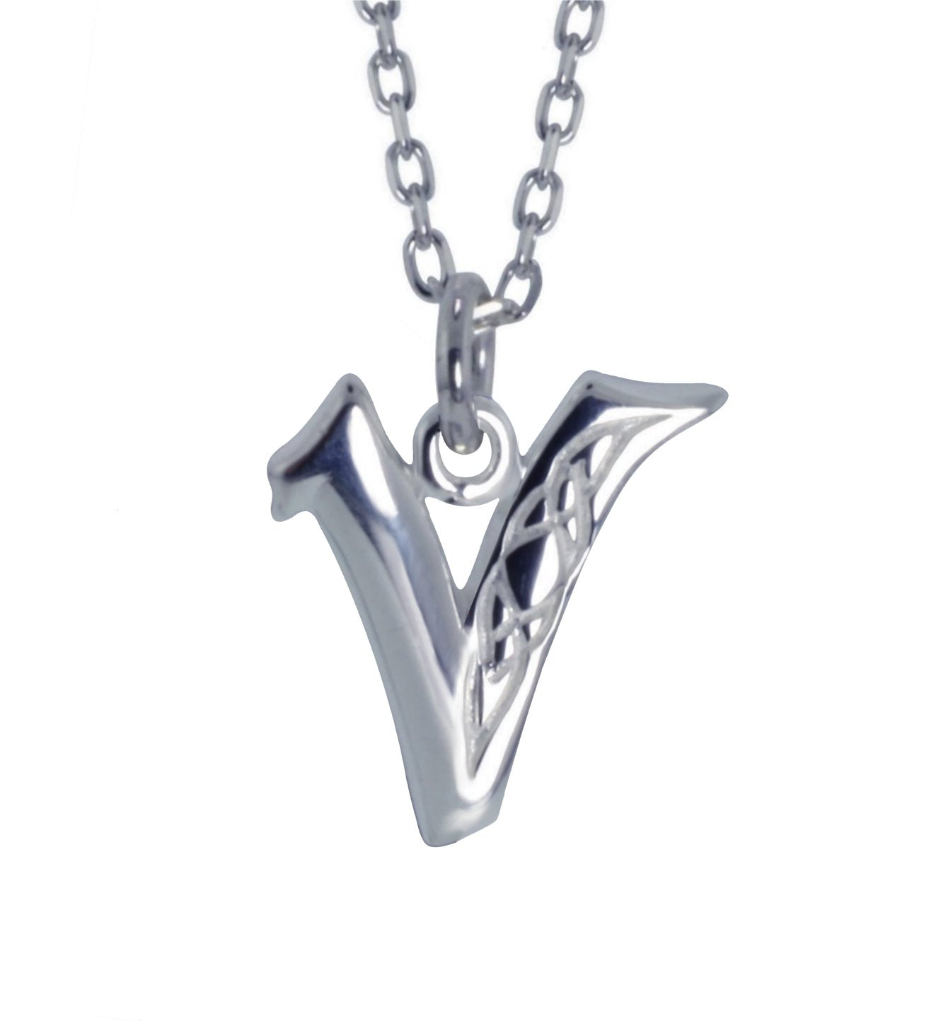 Sterling Silver Initial V Book Of Kells Inspired Pendant