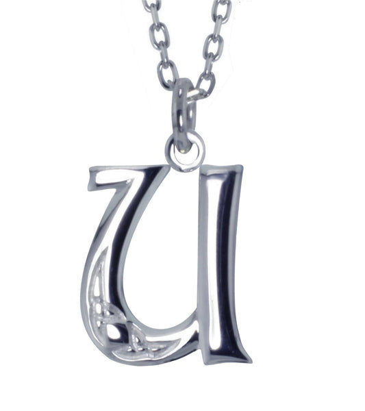 Sterling Silver Initial U Book Of Kells Inspired Pendant