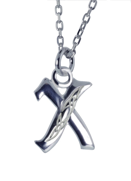 Sterling Silver Initial X Book Of Kells Inspired Pendant