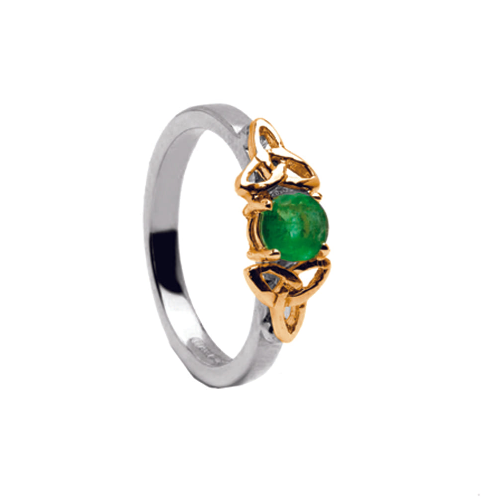 14ct White And Yellow Gold Celtic Engagement Ring With Emerald