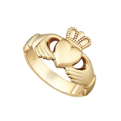 Yellow Gold Ladies Heavy Claddagh Ring