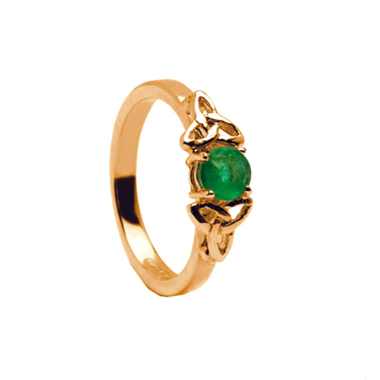 14ct Yellow Gold Celtic Emerald Engagement Ring