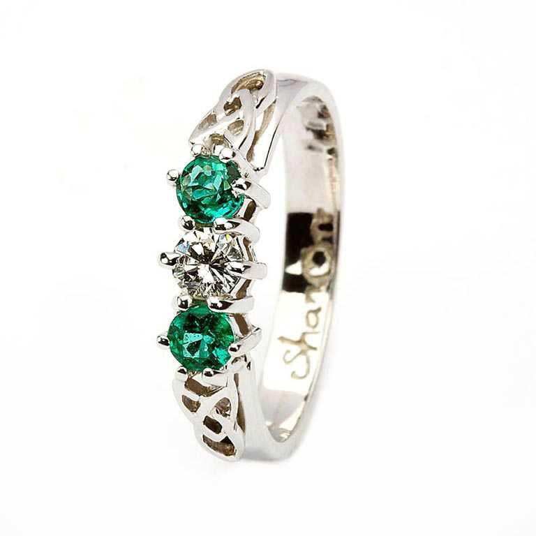 Ladies 14ct White Gold Emerald and Diamond Ring