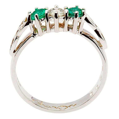 Ladies 14ct White Gold Emerald and Diamond Ring