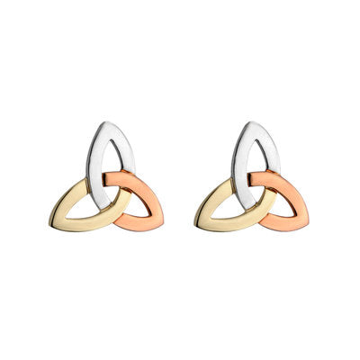 14ct Yellow, White and Rose Gold Trinity Knot Earrings