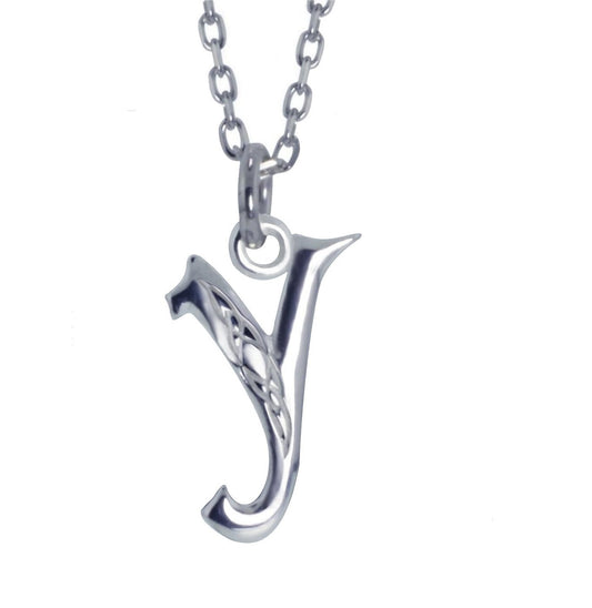 Sterling Silver Initial Y Book Of Kells Inspired Pendant