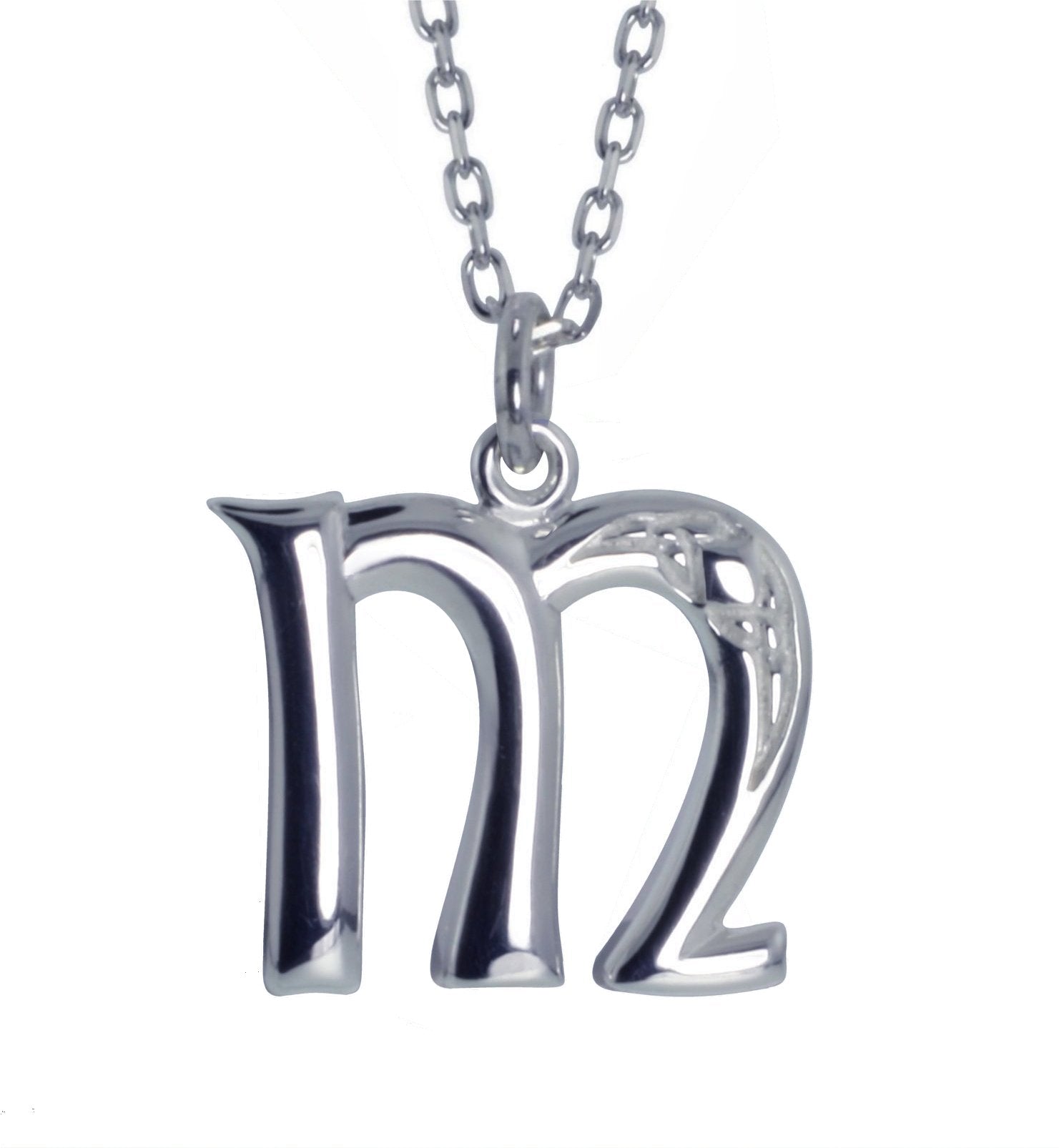 Sterling Silver Initial M Book Of Kells Inspired Pendant