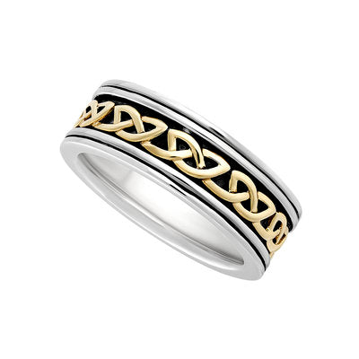 Men's Sterling Silver & 10ct Gold Oxidised Celtic Knot Ring