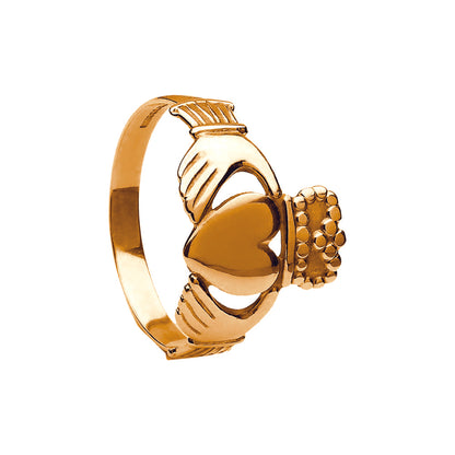 Yellow Gold Men's Traditional Claddagh Ring - Medium