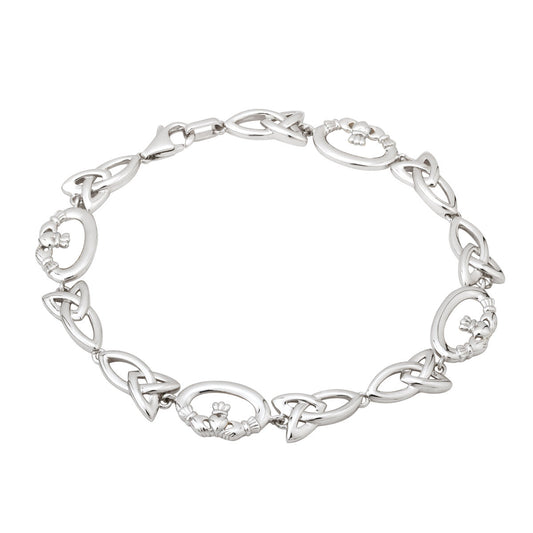 Sterling Silver Claddagh and Trinity Knot Bracelet