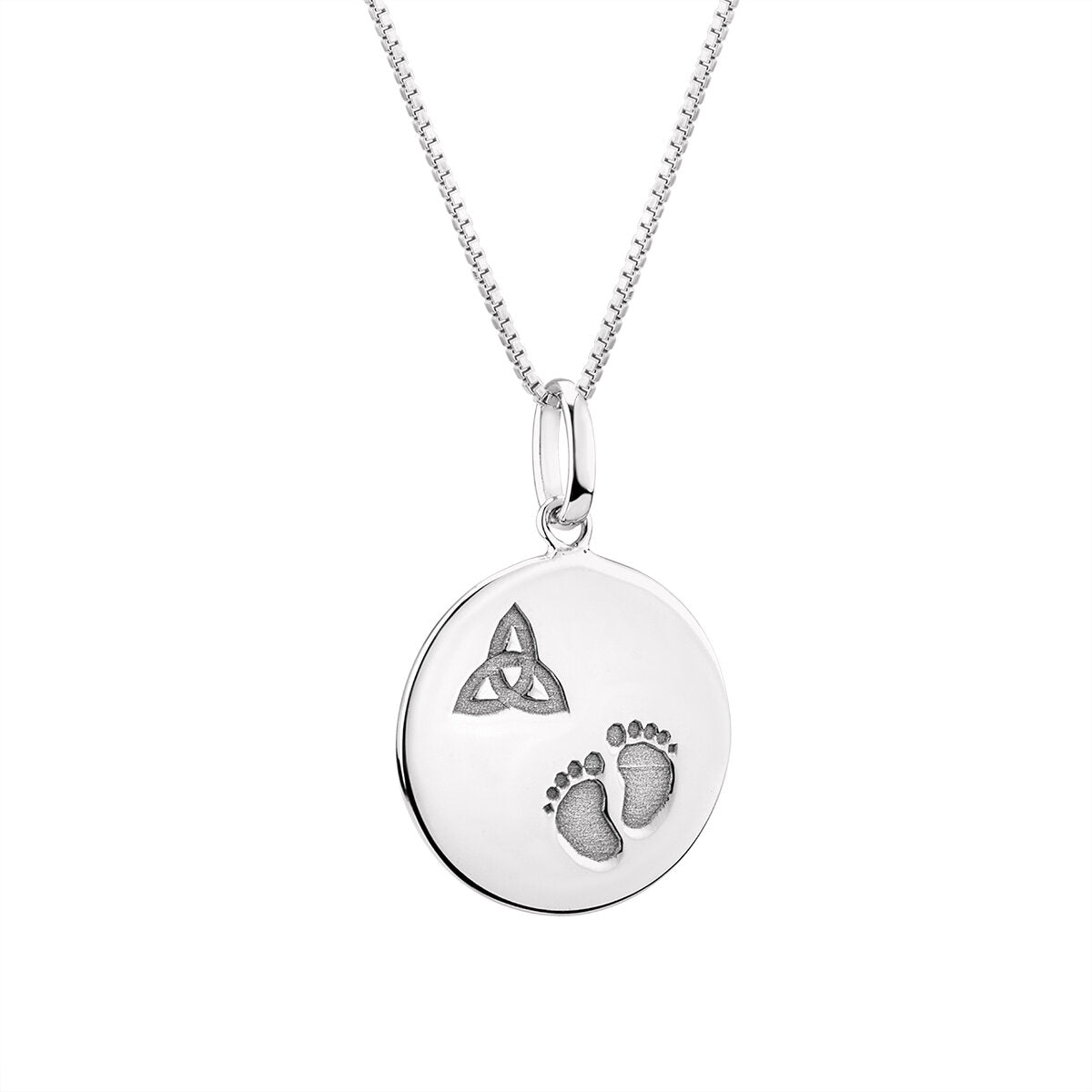 Sterling Silver Trinity Knot Baby Feet Pendant