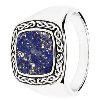 Men's Sterling Silver Blue Lapis Celtic Knot Ring
