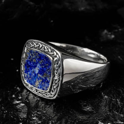 Men's Sterling Silver Blue Lapis Celtic Knot Ring