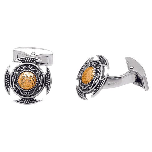 Sterling Silver Wood Quay Cufflinks with 18ct Gold Bead