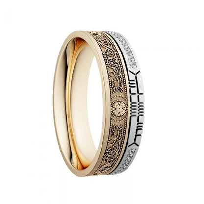 Diamond Celtic Warrior Ogham Wedding Ring