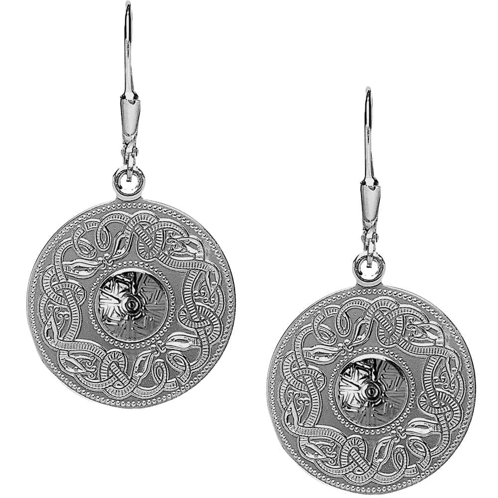 White Gold Celtic Warrior Earrings - Small