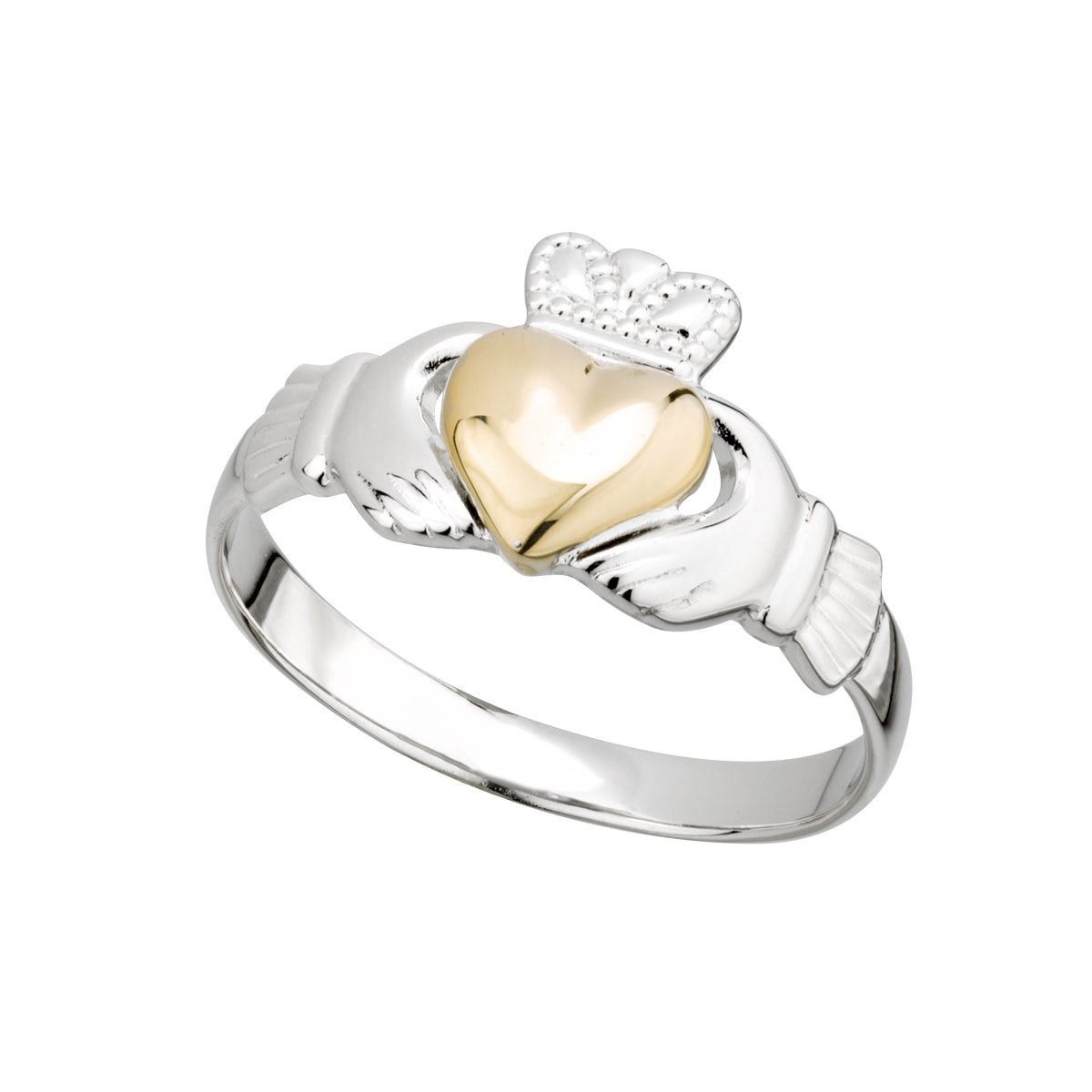 Sterling Silver and 10ct Gold Heart Claddagh Ring