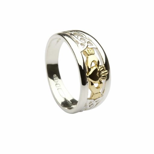 Sterling Silver & 10ct Gold Celtic Knot Claddagh Ring