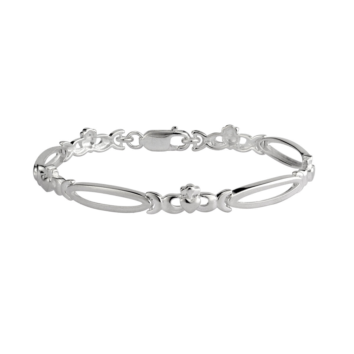 Sterling Silver Claddagh Open LInk Bracelet