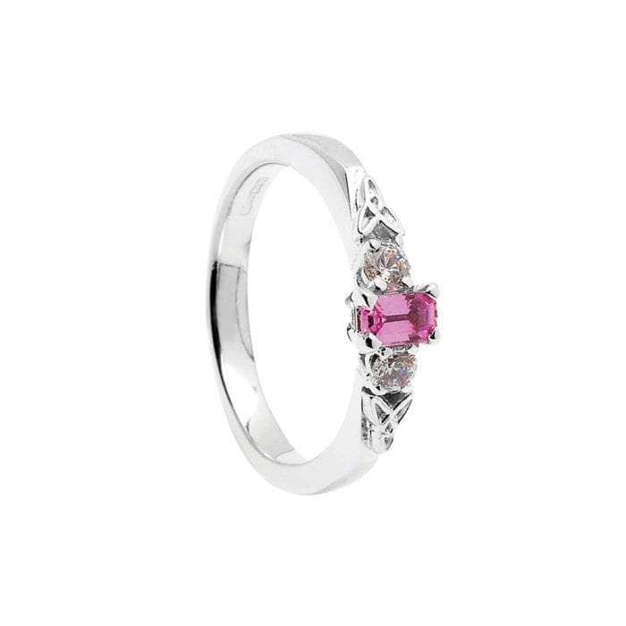 14ct White Gold Pink Sapphire and Diamond Engagement Ring
