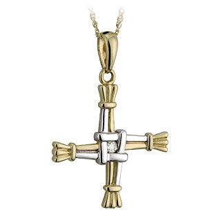 9ct Two Tone Gold Diamond St. Brigids Cross