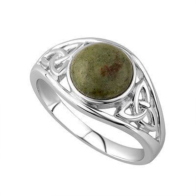 Sterling Silver Connemara Marble Celtic Knot Ring