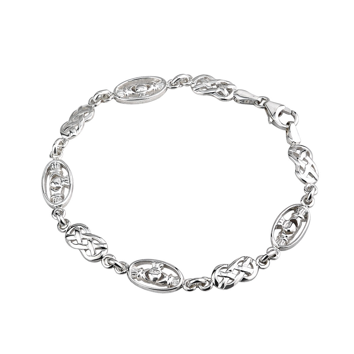 Sterling Silver Claddagh and Celtic Knot Bracelet