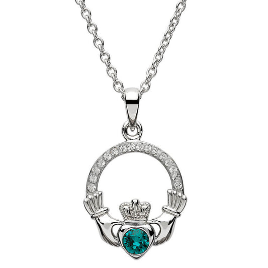 Sterling Silver Claddagh May Birthstone Pendant