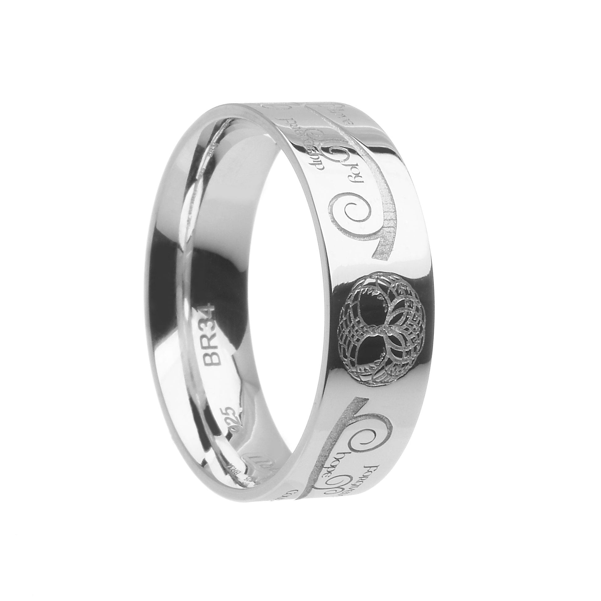White Gold Wide Comfort Fit Tree Of Life Wedding Ring