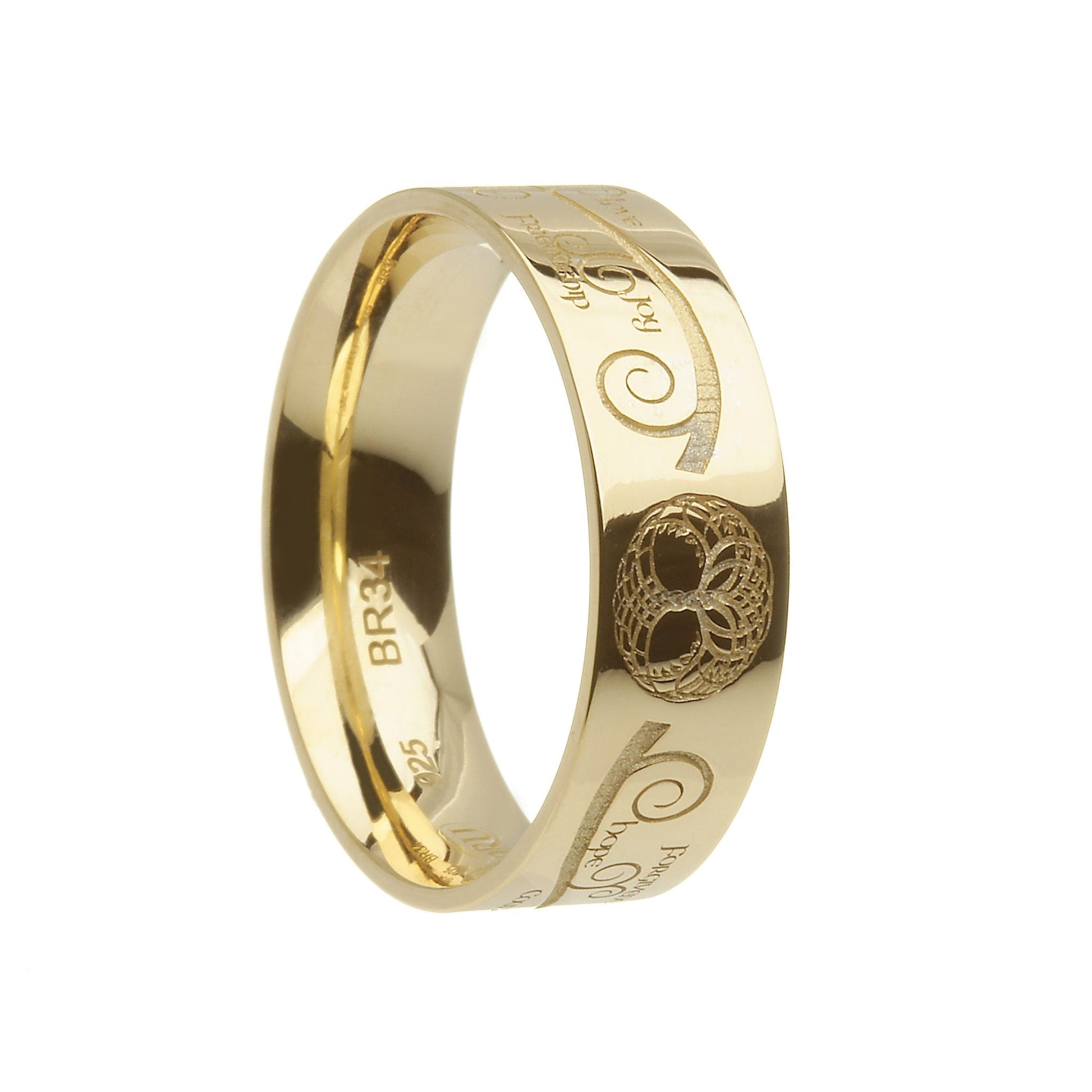 Yellow Gold Wide Comfort Fit Tree Of Life Wedding Ring