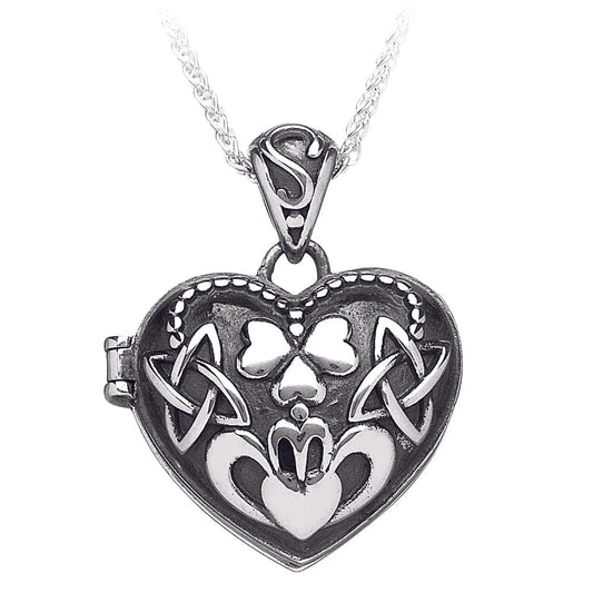 Sterling Silver Puffed Heart Celtic Locket