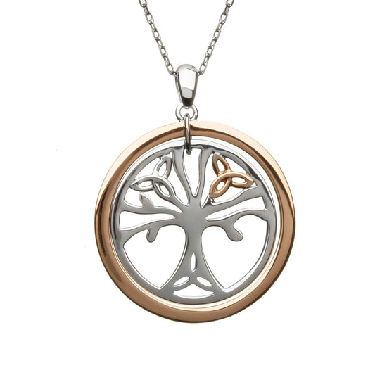 Sterling Silver and Rose Gold Celtic Tree of Life Pendant