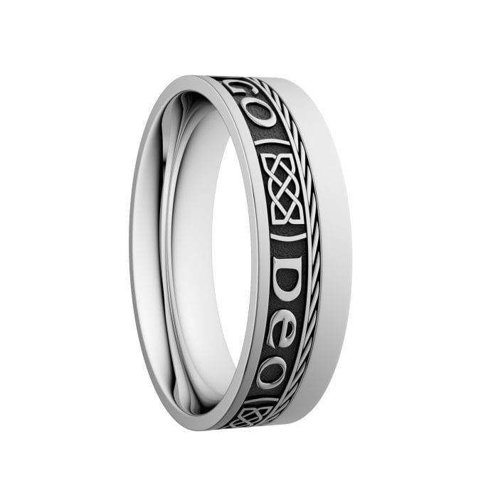 Sterling Silver (oxidised finish) Gr? Go Deo - Love Forever Wedding Ring - Wide