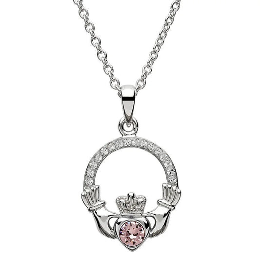 Sterling Silver Claddagh June Birthstone Pendant