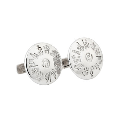 Sterling Silver Round History Of Ireland Cufflinks