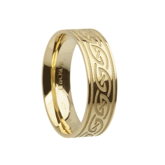 Yellow Gold Wide Celtic Waves Wedding Ring