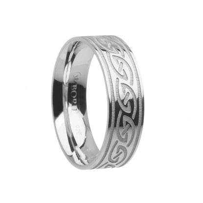 White Gold Wide Celtic Waves Wedding Ring