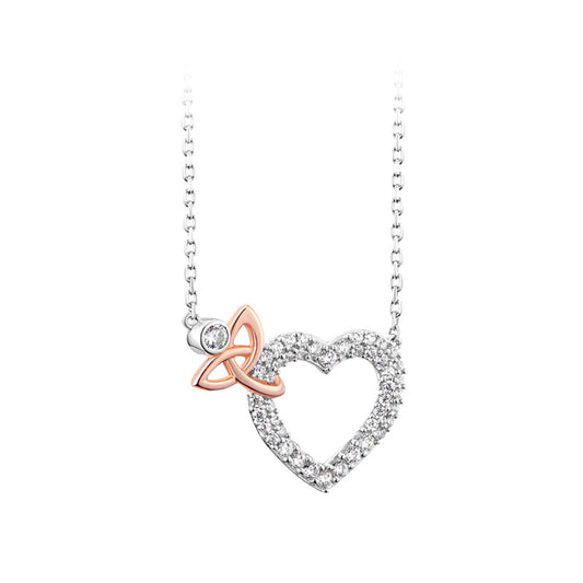 Sterling Silver Crystal Heart Necklet