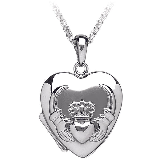 Sterling Silver Heart Shaped Cladddagh Locket