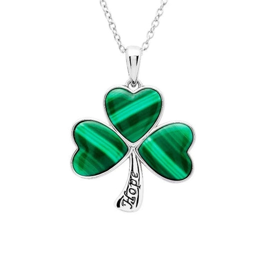 Sterling Silver Malachite Shamrock Pendant