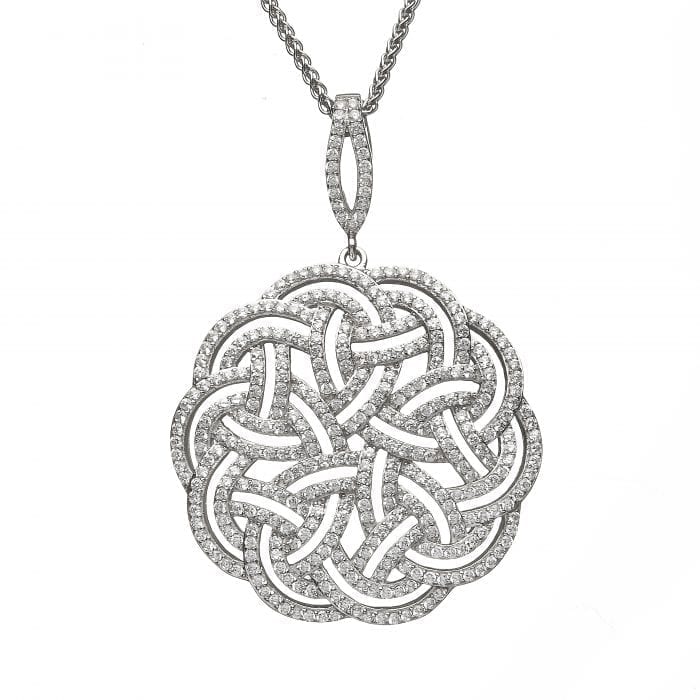 Sterling Silver Cubic Zirconia Celtic Knot Pendant